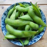 Edamame · Soybeans blanched in salt water.