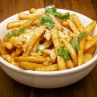 Loaded Fries - Garlic Truffle · All Loaded Fries start off with ¾ lb. of fries, this one is a Vegetarian option, we start wi...