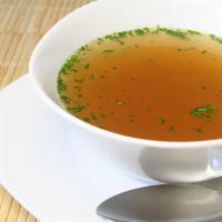 Clear Dumpling Soup · clear consume soup with choice of 3 pcs of dumplings.  