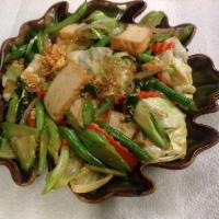 Pad Pak (Mixed Vegetable Stir Fried) · Stir fried mixed veggie such as cabbage, carrot and string bean with special garlic sauce se...