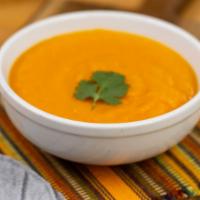 Carrot Soup · Orange, coconut, carrot and ginger.