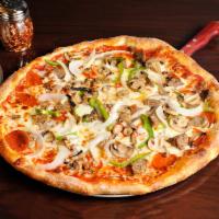 Works Pizza · Pepperoni, sausage, meatballs, mushrooms, peppers and onions.