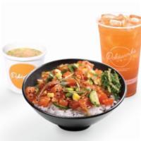 Poke Your Way Combo - Regular (Drink + Miso Soup or Kettle Chips) · Two proteins with your choice of base, mix ins, toppings, and flavor