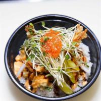 Thunder Special Bowl · Spicy ahi, shrimp tempura, special sauce, pickles, jalapeno, onion, sprout, masago, sesame s...