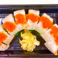 Shrimp & Masago Maki · Shrimp tempura roll and masago.