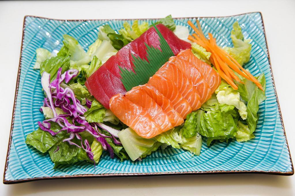 Sashimi Vegetables · Ahi sashimi and salmon sashimi salad.