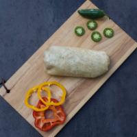 Krave Burrito · Traditional pork gyro stuffed with spinach rice, lettuce, tomato medley, and our very own fe...