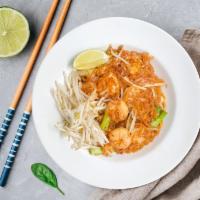 Pad Thai Noodle · Thin rice noodles, egg, bean sprouts and scallions served with crushed peanuts and lime wedg...