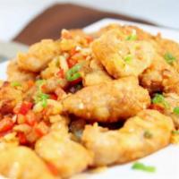 Salt & Pepper Fish Filet 椒鹽魚柳  · Salt & pepper seasoned crispy filet (come with rice)
