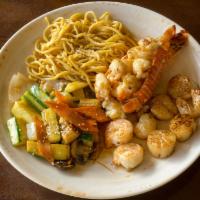 Seafood Fantasy Dinner · Lobster, shrimp and scallop.