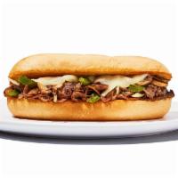 Philly Cheesesteak Sandwich · Yo, Adrian … I made you a sandwich! Steak or chicken topped with sautéed onions, green peppe...