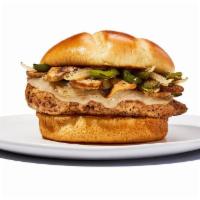 Smothered Chicken Sandwich · A plump, juicy, grilled chicken breast smothered in melted provolone cheese, sautéed onions,...