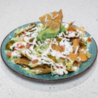 Maria's Todos Nachos · Fresh tortilla chips with beans lettuce, tomato, sour cream, guacamole, onion, cheese, pickl...