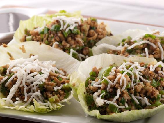 Chicken Lettuce Wrap · Minced chicken with mushroom, water chestnuts and green onions in a house stir fry served with lettuce wraps.