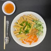 B4. Bun Dau Hu - Tofu · Rice noodles served with deep fried tofu. 
Please let us know if you'd like to exchange the ...