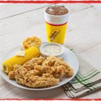 4 Express Tenders Chicken Combo · Served with your choice of 1 regular side item, gravy, roll, and 32 oz. drink