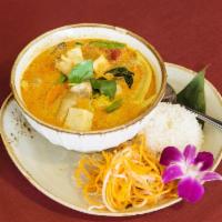 Thai Red Curry · Thai Red Curry, Coconut Milk, Eggplant & Basil