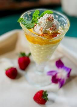 Mango Cheesecake Mousse · with Fresh Whipped Cream