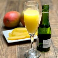 Mango Mimosa  · A champagne split and orange juice with mango. Must be 21 to purchase.