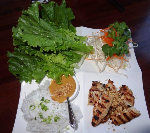 Vietnamese Lettuce Cups · Grilled chicken tenders, fresh herbs & peanut sauce