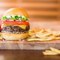 Classic Burger · Certified angus beef, grilled over live fire, cheddar or blue cheese, black pepper aioli, fr...