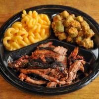 Beef Brisket Plate · Served with 2 sides and bread. Gluten free.