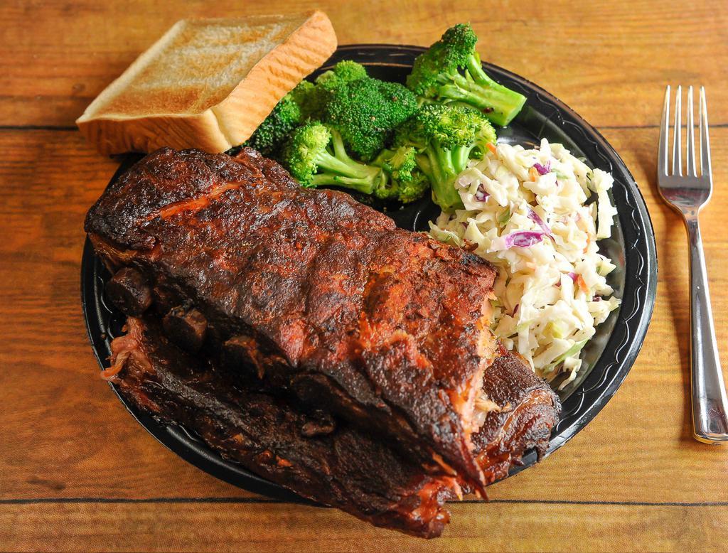 Pork Ribs Plate · Served with 2 sides and bread. Gluten free.