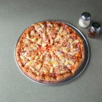 Hawaiian Pizza · Ham, Canadian bacon, pineapple.
