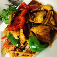 Thai Basil Leaves · Sauteed basil leaves, bamboo shoots, bell pepper, mushroom, onions in spicy basil sauce.