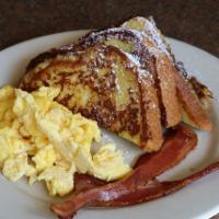 2 - 2 French Toast · 2 French toast, 2 eggs, 2 bacon or 2 sausages.