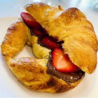 Nutella and Strawberries Croissant Sandwich · 