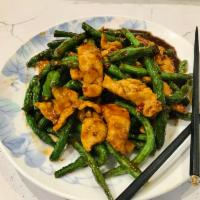 Sautéed String Beans with Chicken · Hot and spicy.