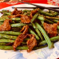 Sautéed String Beans with Beef · Hot and spicy.