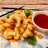 Sweet & Sour Shrimp · Crispy shrimp, bell pepper, onion, and pineapple in sweet and sour sauce.