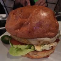 Veggie Burger · Veggie patty with white cheddar cheese, onion, lettuce, tomato, tarragon and watercress aiol...