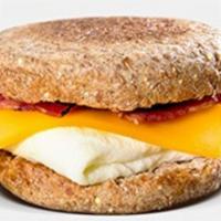 Breakfast Sandwich · Four egg whites, turkey bacon, low-fat cheddar cheese.