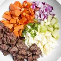 PH Hash · Organic grass-fed bison, 6 egg whites, grilled sweet potatoes, red onions, celery, and red p...
