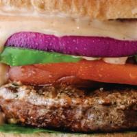 PH Vegan Burger · Organic, non-GMO vegan patty -or- impossible patty, spinach, tomato, avocado, red onion, and...