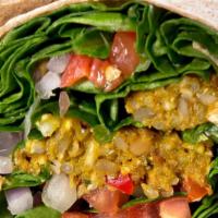 PH Vegan Wrap · Organic, non-GMO vegan patty or impossible patty, spinach, tomato, avocado, vegan cheese, on...