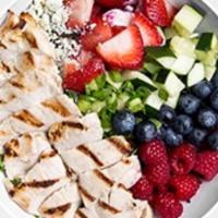 Berry Lovers · Grilled all natural chicken, spring mix, cucumbers, green onions, strawberries, blueberries,...
