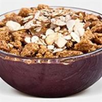 Acai Nutty Butter Bowl · Organic unsweetened acai, chocolate whey, soy milk, peanut butter, agave, topped with almond...