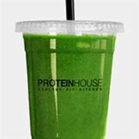24 oz Green Monster · Blended spinach, honey dew, pineapple, lime, ginger, kale, cucumbers, coconut water.