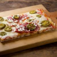 Zero Zero Pizza (large) · Homemade tomato sauce, fresh mozzarella, spicy Italian imported salami, goat cheese and jala...