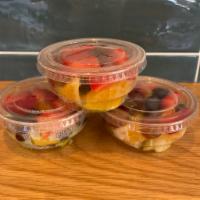 Fresh Cut Fruit  · 4 oz cup of cut strawberries, apples, oranges, blueberries and grapes
