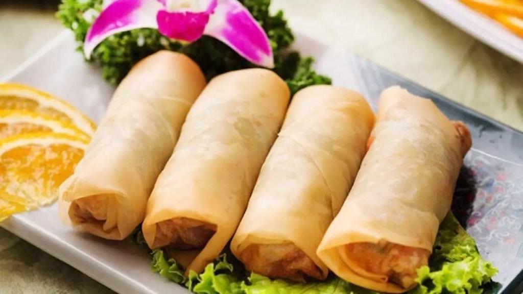 Egg Roll（2） · 2 pieces. Crispy dough filled with minced vegetables.