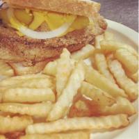 Whiting Fish Sandwich Lunch Combo · Fried whiting, served on white bread.