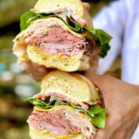 #3. All American Sandwich · Roast beef, turkey, ham, Swiss, American cheese, lettuce, tomato, mayo or mustard on old fas...