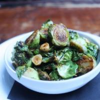 Brussels Sprouts · Pancetta and spicy ginger glaze.