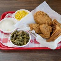 12. Three Pieces Dinner · Choice of chicken, 2 sides and Texas toast.