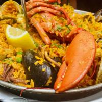 Paella Sangria · Lobster, shrimp, scallops, calamari, mussels and clams.